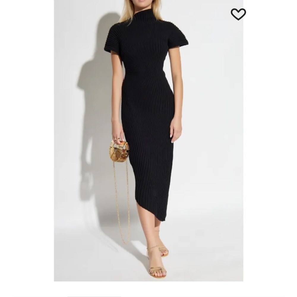 Cult Gaia Black Asymmetrical Chrysta Knit Dress